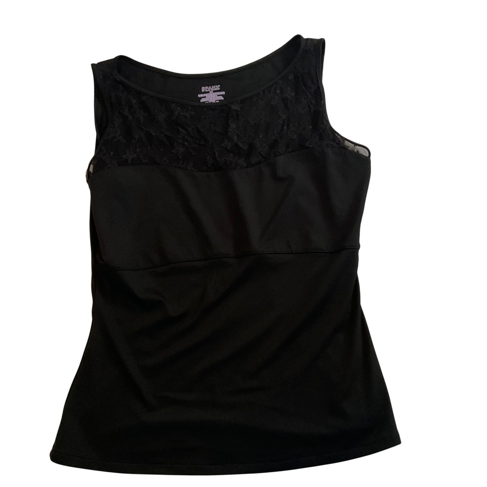 SPANX Black Lace Tank Top Women's‎ 1X Sleeveless Blouse Layering